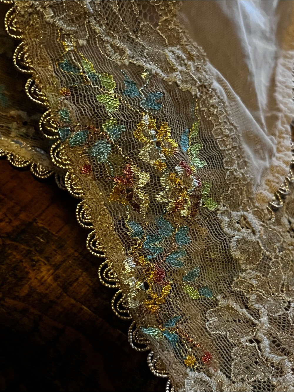 Decorative Lace Runner with Multicolor Floral Embroidery pantie